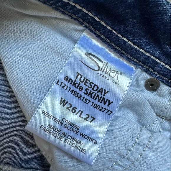 SILVER Tuesday Ankle Skinny Jeans W26/L27 - Picture 6 of 6